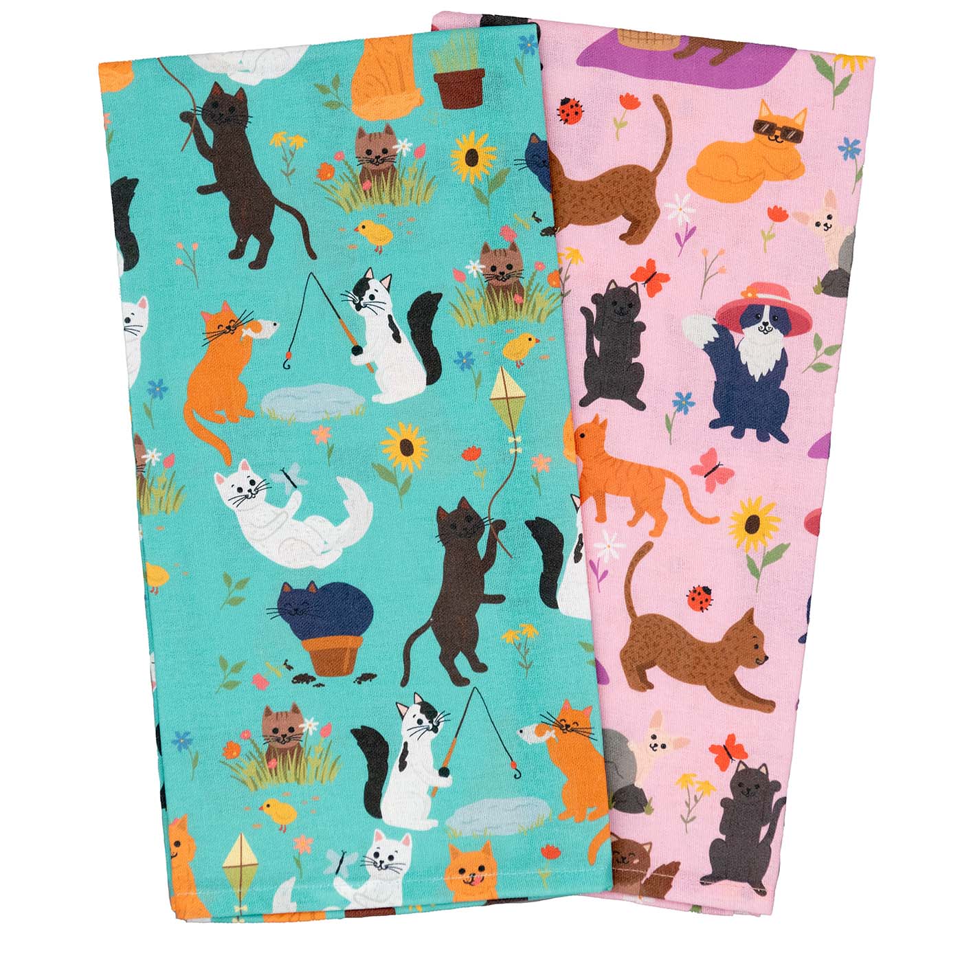 Cattington Kitchen Towels - Spring Kitties (Whiskers & Bloom)