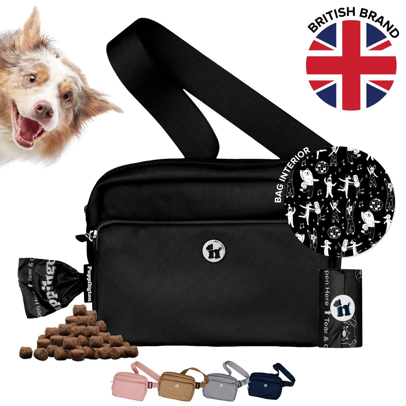 Puppington 3-in-1 Crossbody Dog Treat Pouch with Matching Poop Bags