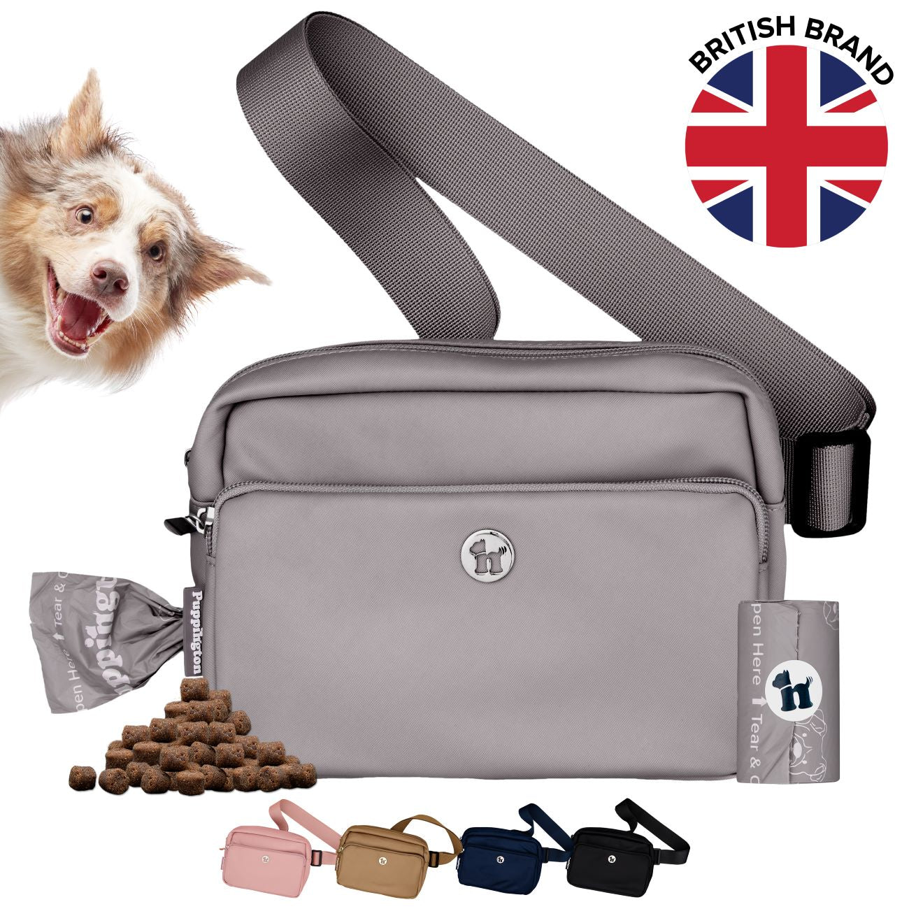Puppington 3-in-1 Crossbody Dog Treat Pouch with Matching Poop Bags