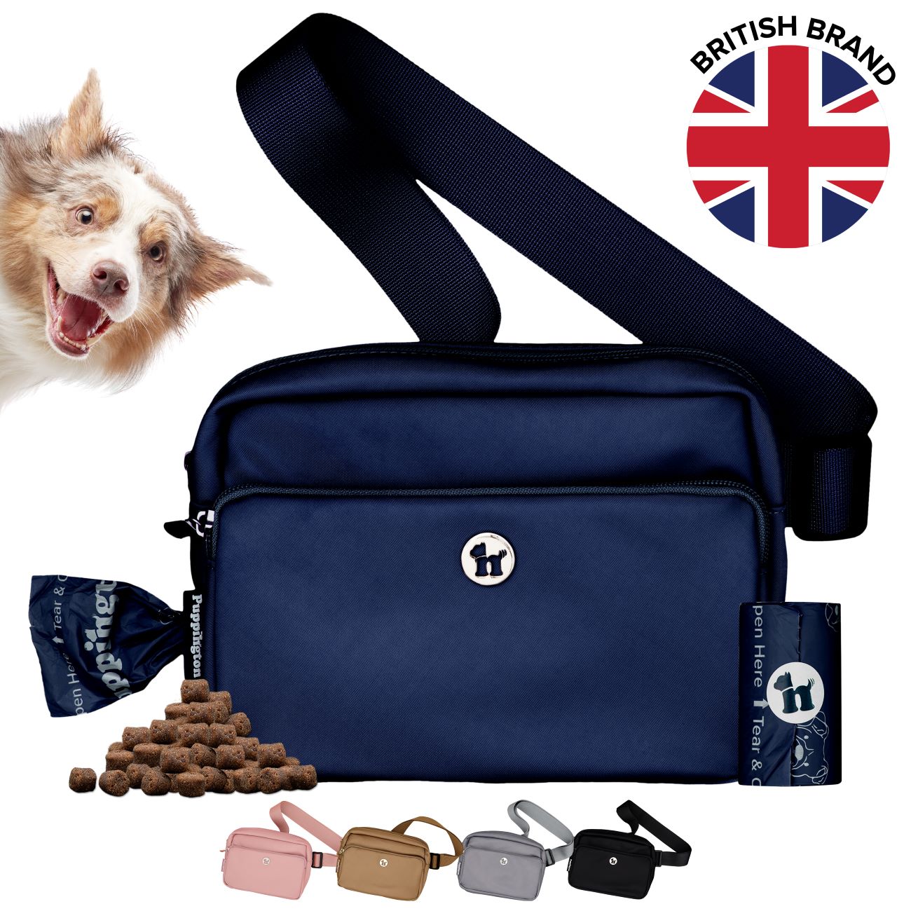 Puppington 3-in-1 Crossbody Dog Treat Pouch with Matching Poop Bags