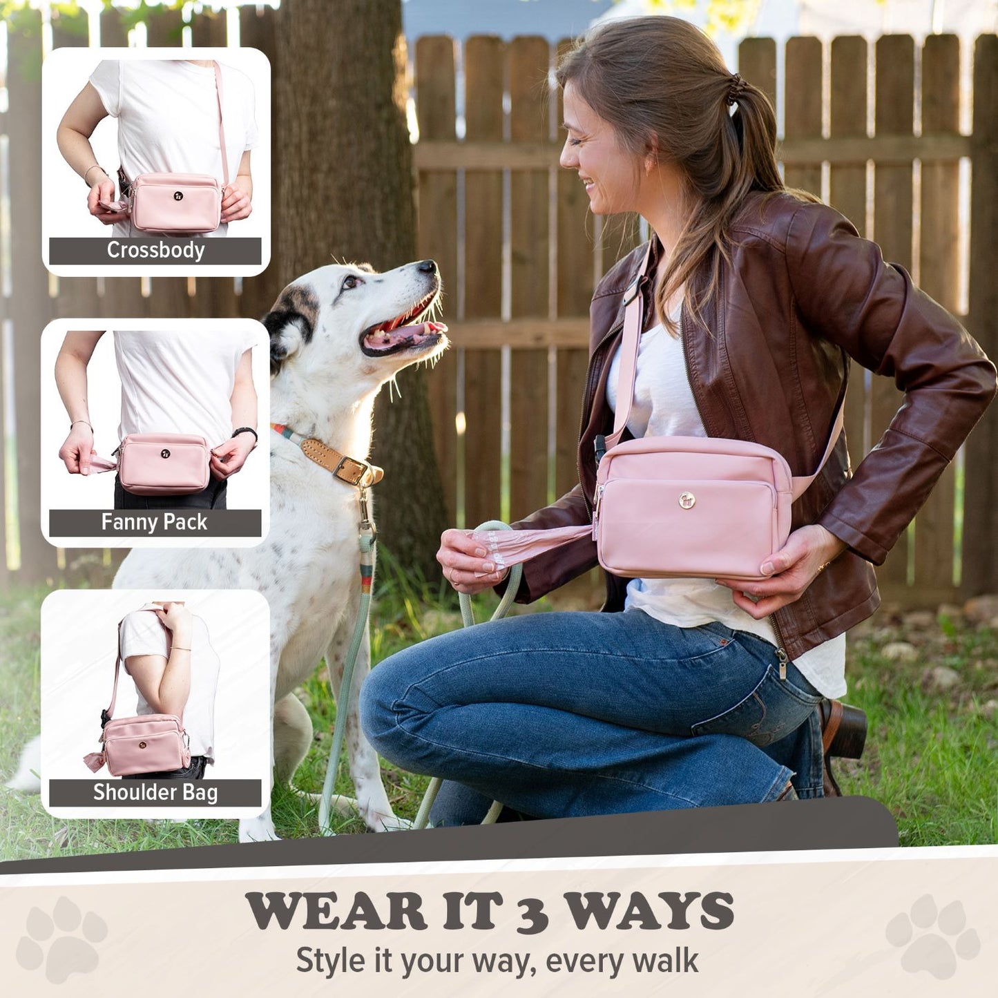 Puppington 3-in-1 Crossbody Dog Treat Pouch with Matching Poop Bags