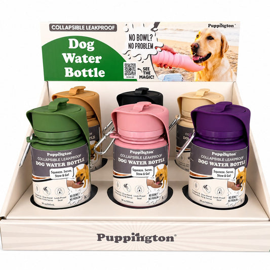Dog Water Bottle Retail Counter Display for Puppington Stockists