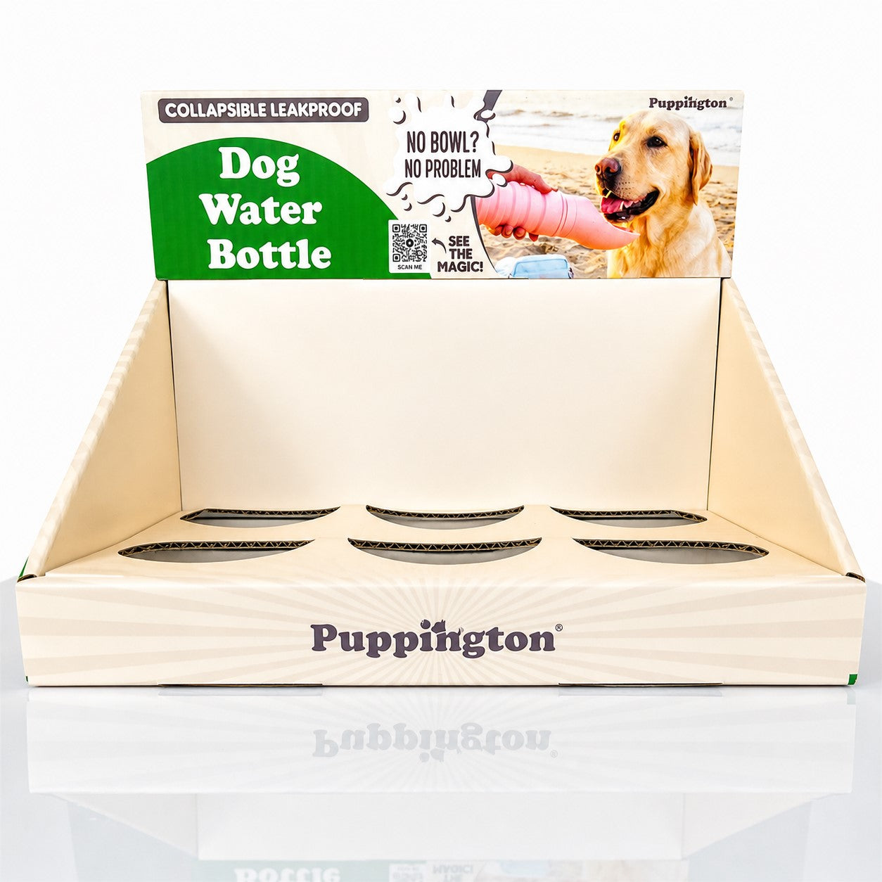 Dog Water Bottle Retail Counter Display for Puppington Stockists