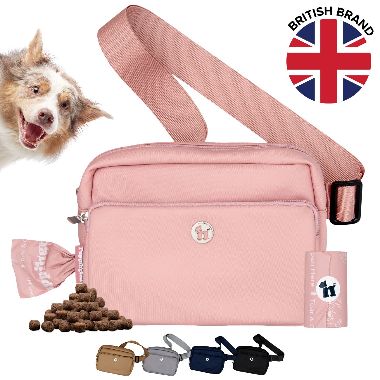 Puppington 3-in-1 Crossbody Dog Treat Pouch with Matching Poop Bags